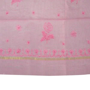 Pink Kota Hand Embroidered Chikankari Dupatta